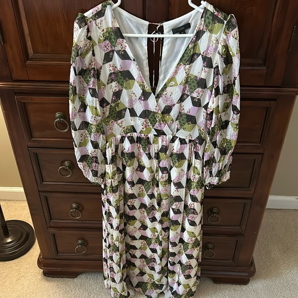 J. Crew Lurex Metallic Thread Patchwork Floral Pr… - image 3